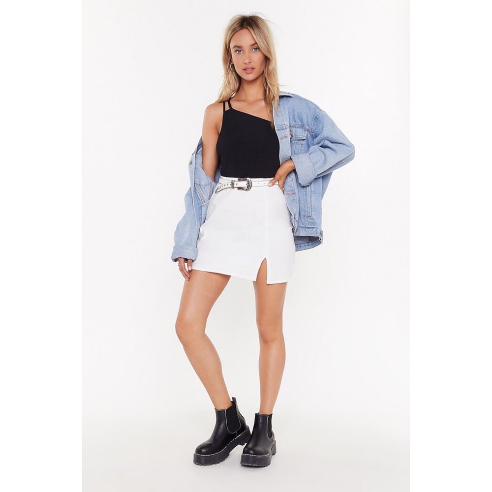 Nasty Gal White Linen Skirt Size 14